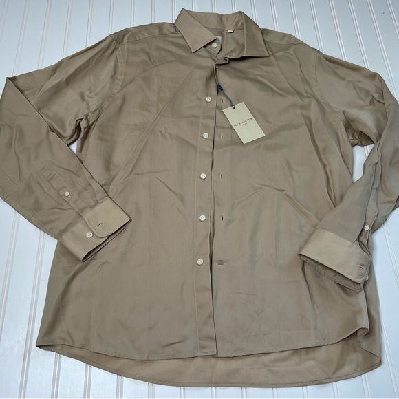 Jack Victor Men's Tencel Button Up Shirt Tan XL NEW 922 - Picture 1 of 5